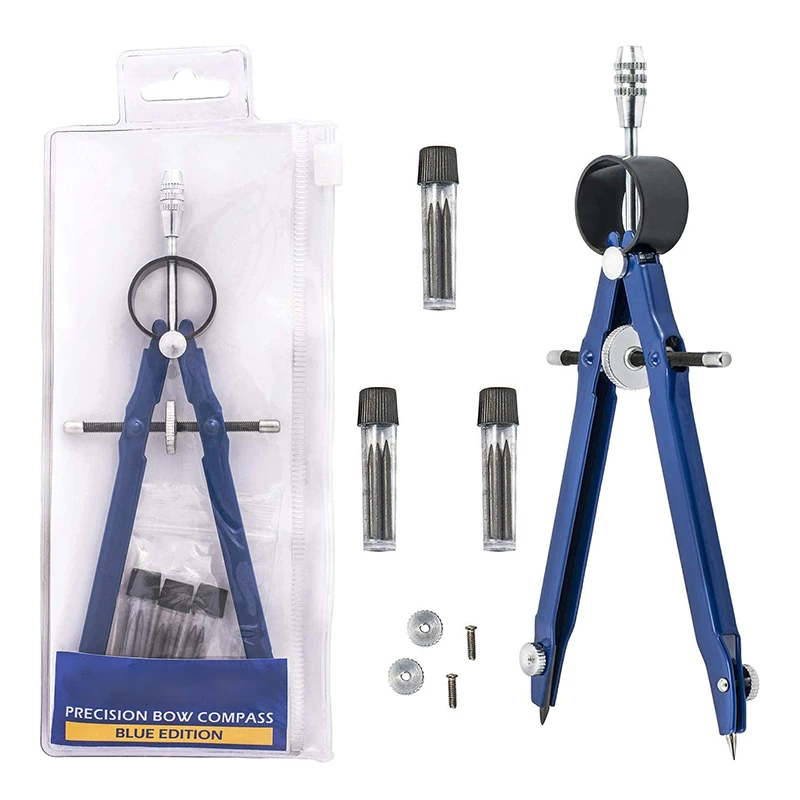 Профессиональный Металлический математический геометрический компас, точный школьный компас с свинцовым стержнем