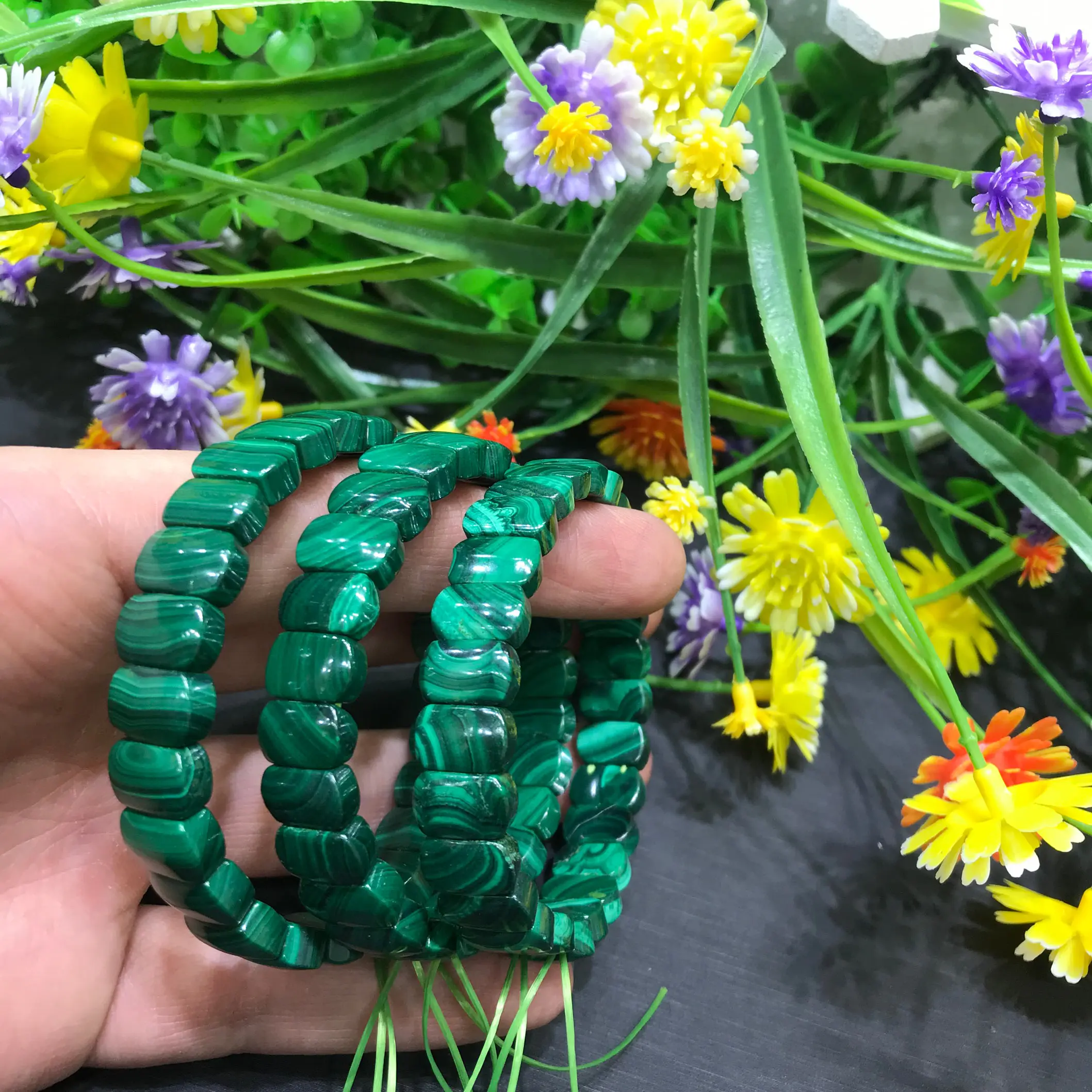 Natural High Quality Malachite Crystal Square Bracelet For Decoration