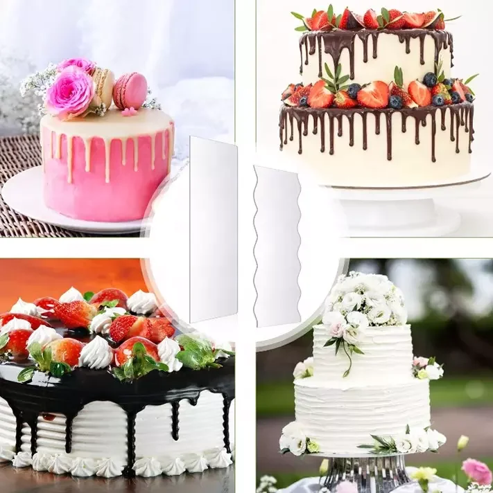 Reusable Clear Acrylic Tall Cake Scraper Fluorescent Colorful Food Grade Acrylic Icing Scraper For Cake