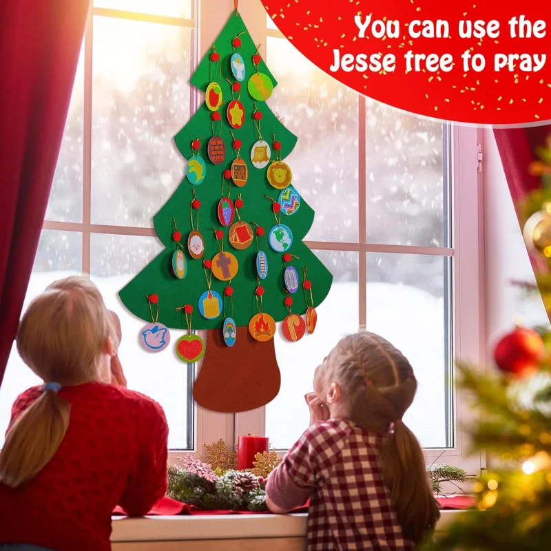 Felt DIY 26 Pcs Christmas Tree Advent Ornaments Countdown Set Advent Calendar Family Celebration for Home Wall Decor Hanging