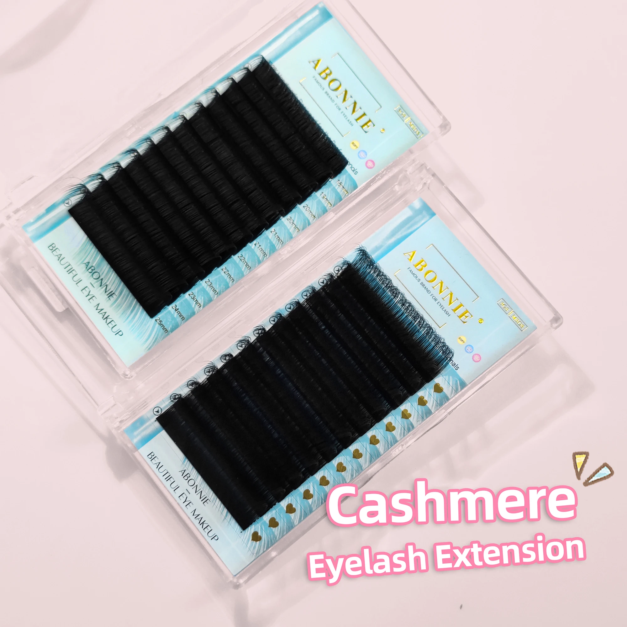 Abonnie Wholesale Classic Eyelash Extension Supplies 8-25mm Velvet Lash Trays C CC D DD M L Handmade Cashmere Lash Extensions