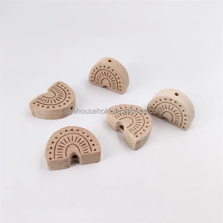 Animal Shape Beech Wood Beads Natural Wooden Cartoon Beads DIY Pacifier Chain Accessory Wood Loose Beads