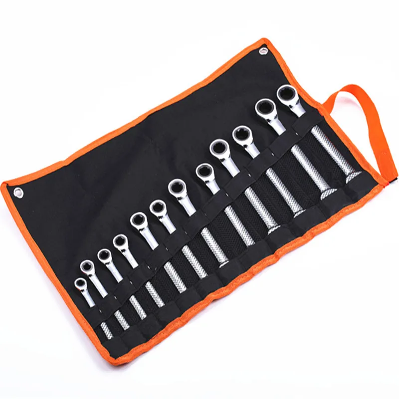 Hot Selling Polished 12 piece Set Tool Spanner Wrench Set Dual use Ratchet Wrench Set