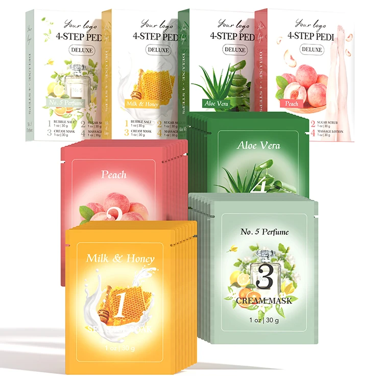 Wholesale Cruelty Free 4 In 1 Pedicure Set Foot Skin Care 4 Steps Pedi In A Box Spa Deluxe Pedicure Kit For Salon