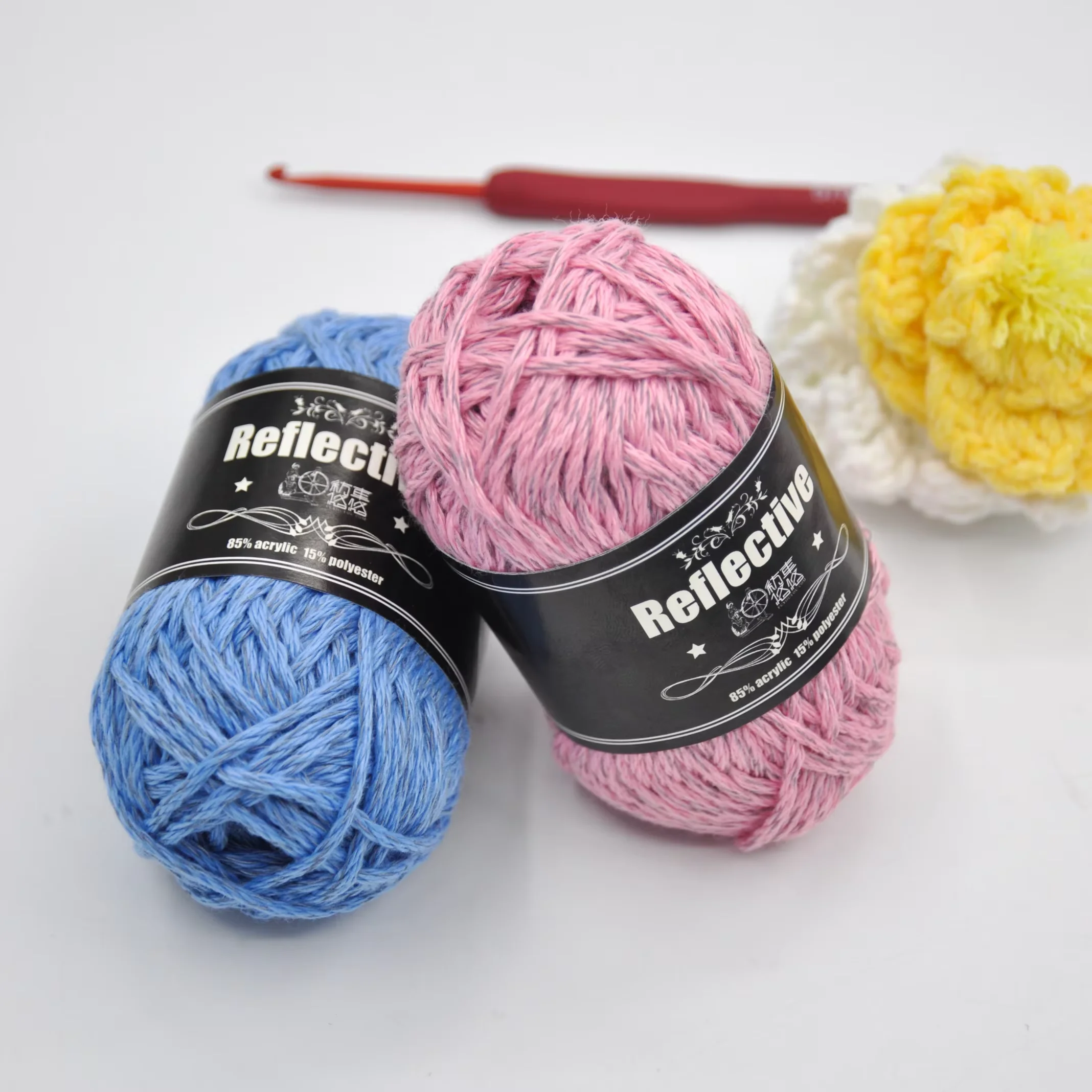 High Refraction Reflective Yarn Customised 85% Reflective Wool Yarn Ribbon Clothing Shoes and Hats Toys