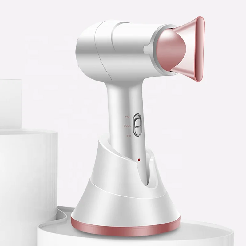 Rechargeable Battery Wireless Hair Dryer Portable Stand Cordless Ionic Hair Dryer