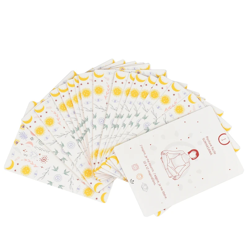 Custom Printing Yoga Poses Learning Educational Fit Deck Game Cards Stress Relief Tarot Cards