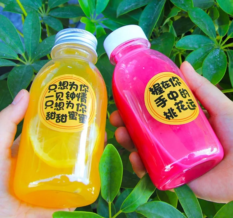 Wholesale 250ml 350ml Mini Soda Bottle Champagne Juice Beverage Drink PET Bottle Plastic Milkshake Bottle