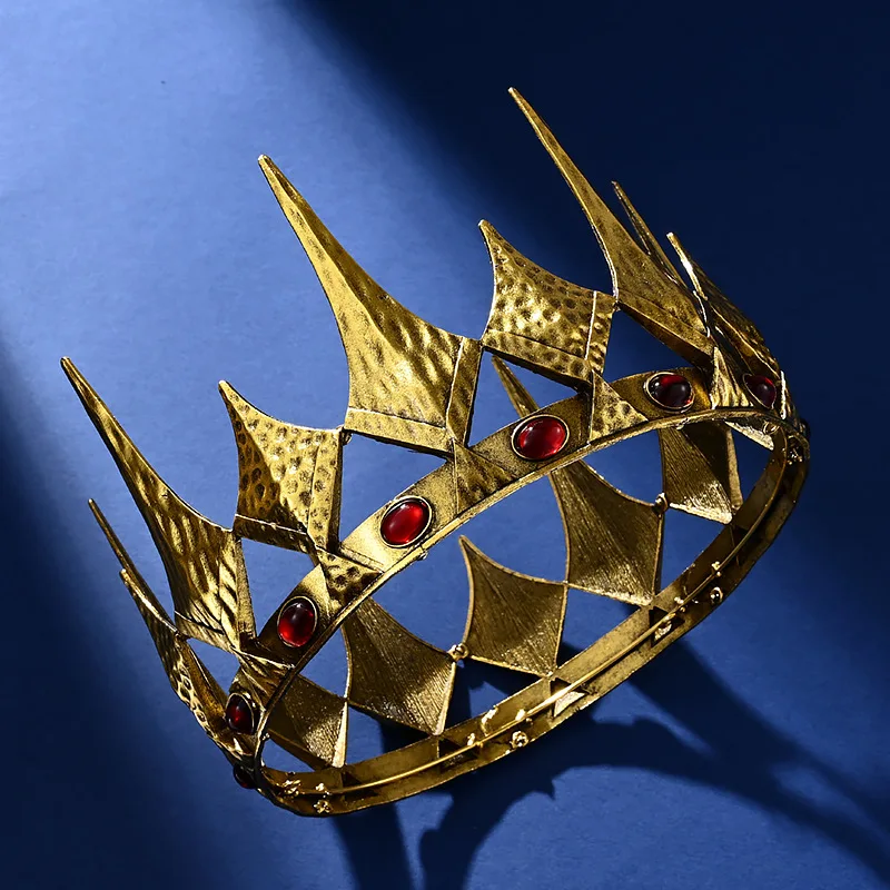 King Male Crown Tiara Headdress Antique Silver gold adult colorful rhinestone alloy vintage crown hair accessories