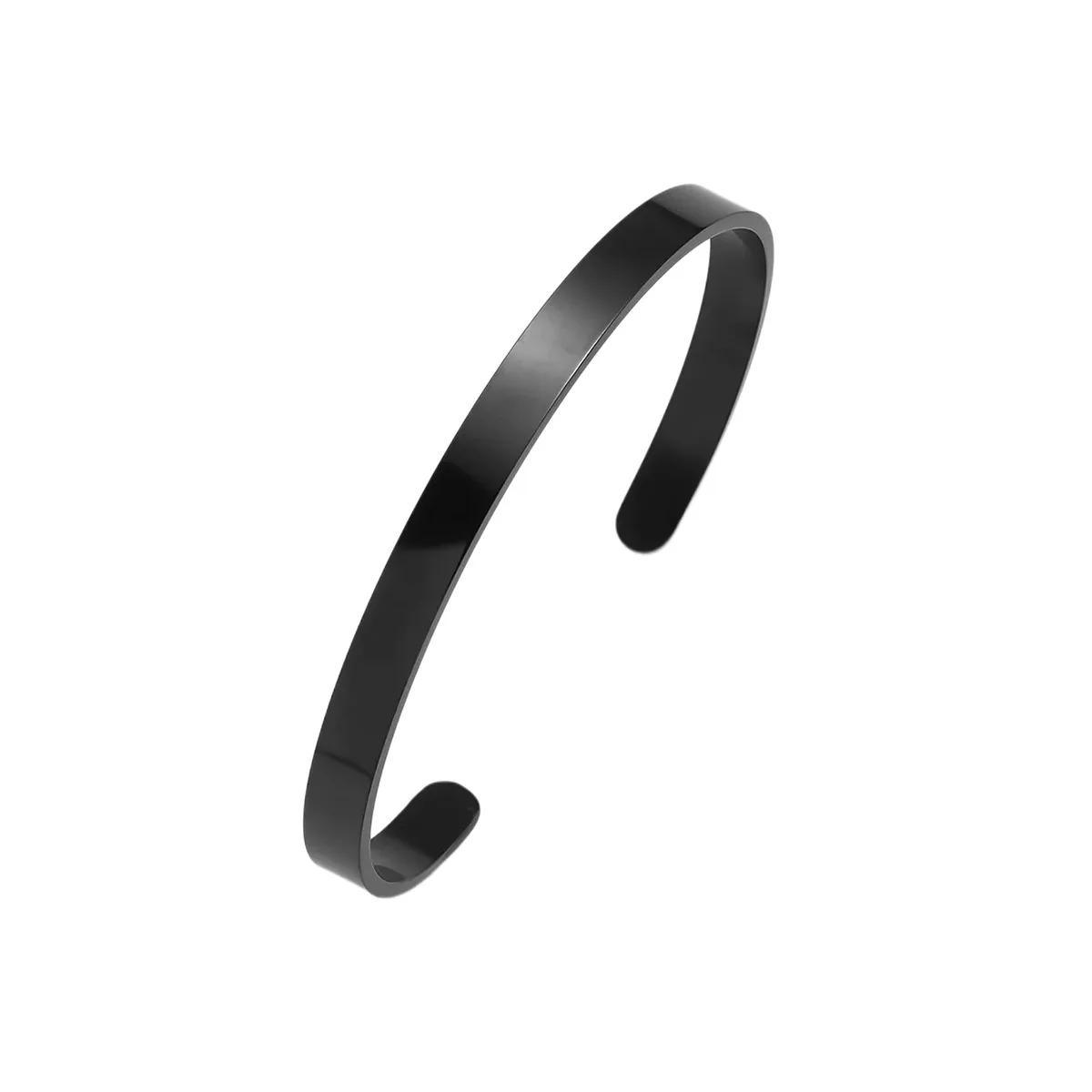 Smooth Strip Open Stainless Steel C-Shaped Bracelet Support Custom Logo Engraved Bangle Women