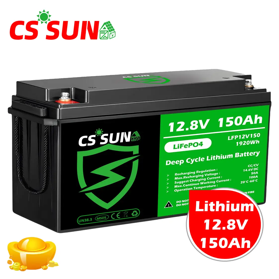 CSSUN 12. 8v150ah литий-ионный аккумулятор глубокого цикла для замены электрического автомобиля