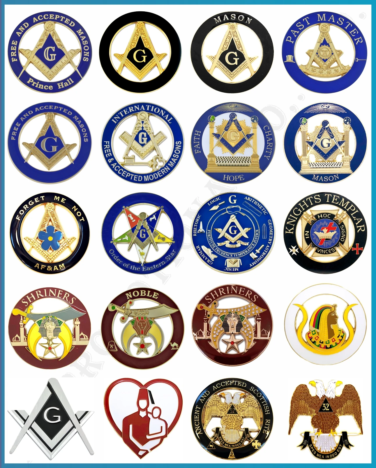 Mason Auto Emblem Masonic Car badges with Adhesive Backing