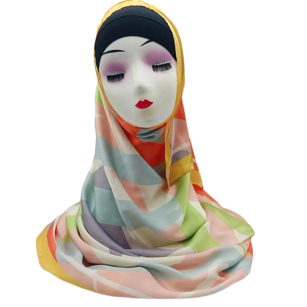 JYL new hijab design 2022 Muslim Hijab Printed voile soie de medine hijab