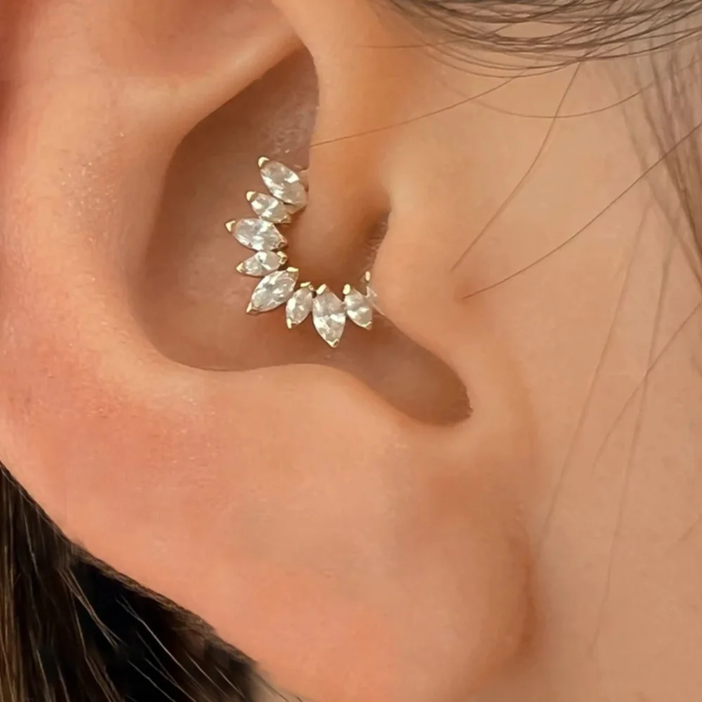 Luxury and fashionable s925 sterling silver diamond zircon cartilage puncture earrings ear bone ring nose ring dual-purpose