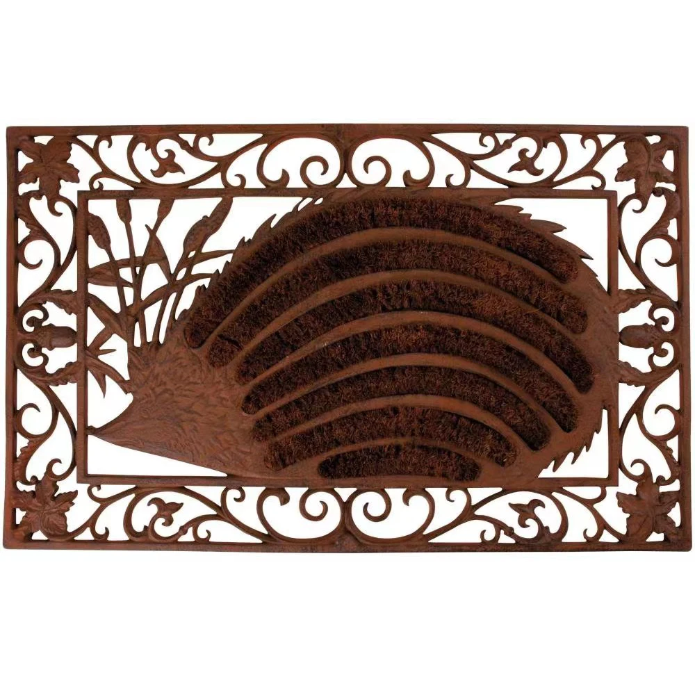 Cast Iron Hedgehog Door Mat with Coconut Liner country style antique iron foot mat Outdoor Garden Rug non-slip doormat