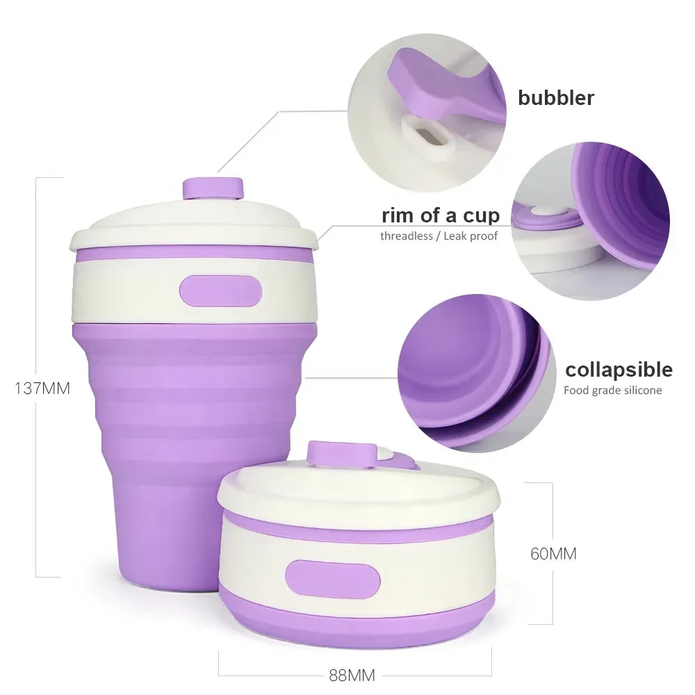 Folding Silicone Portable Tea Cup Foldable Reusable Water Bottle Travel Ecofriendly Mugs Coffee Cup Tour Camp Telescopic Sport