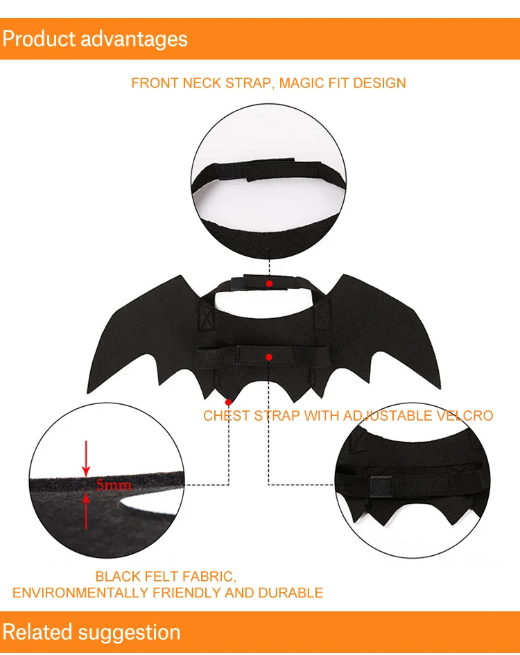 new personality design Hot Sale Halloween Bat Wings Spider Cats Dogs Pet big size Clothes