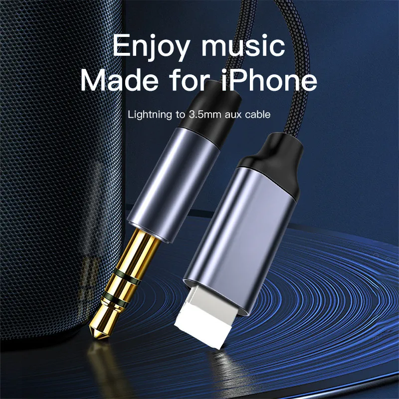 For iPhone 3.5mm Jack Aux Cable Car Speaker Headphone Adapter for iPhone 14 13 12 11 Pro Audio Splitter Cable for iOS 14 Above