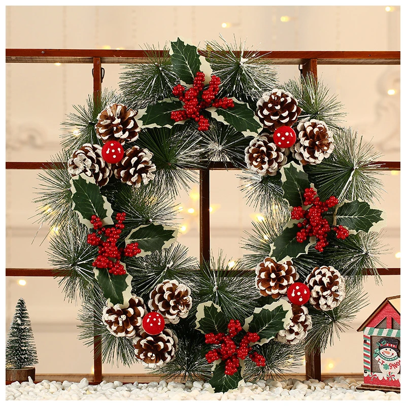 A37 Handmade 30cm Christmas Rattan Wreath Door Hanging New Year Hotel Shopping Mall Christmas Pendant for Parties