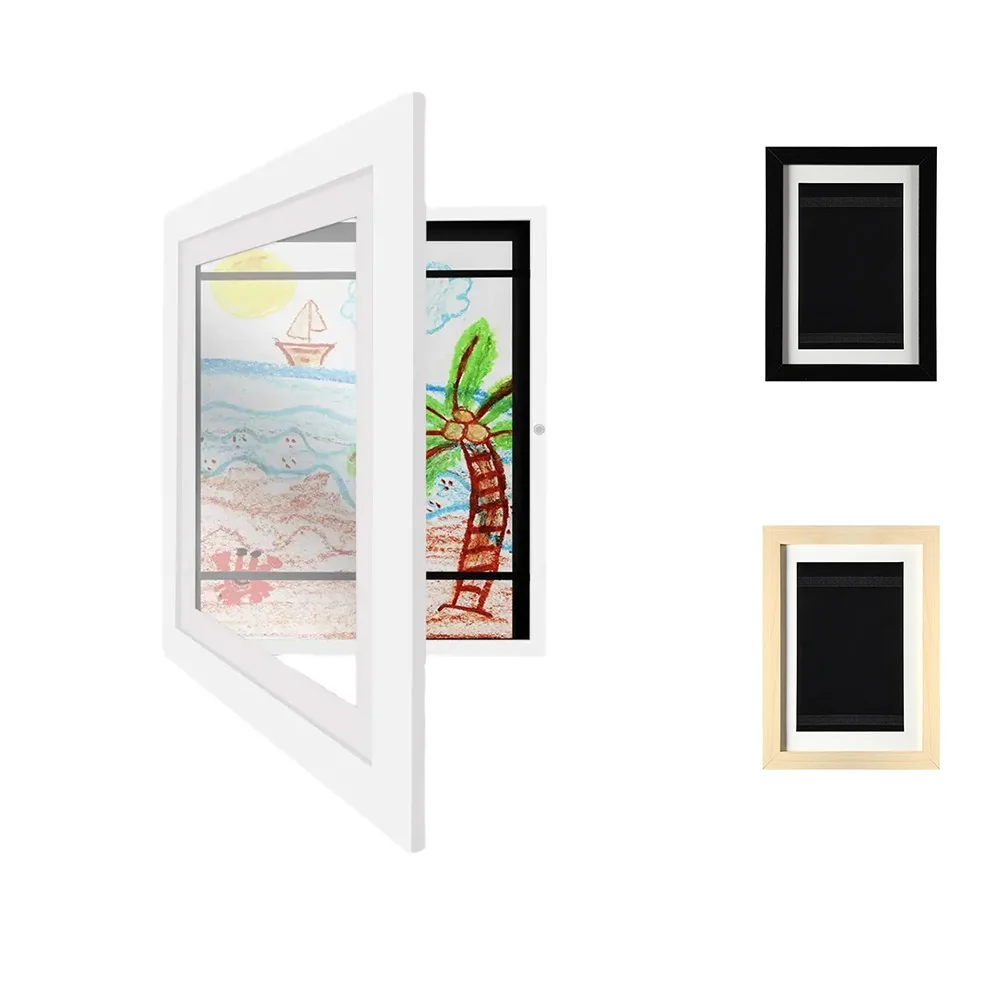 6' 8' A4 New design flip-type magnetic MDF Artwork picture Shadow box frame for paintings storage Kids Art Frames