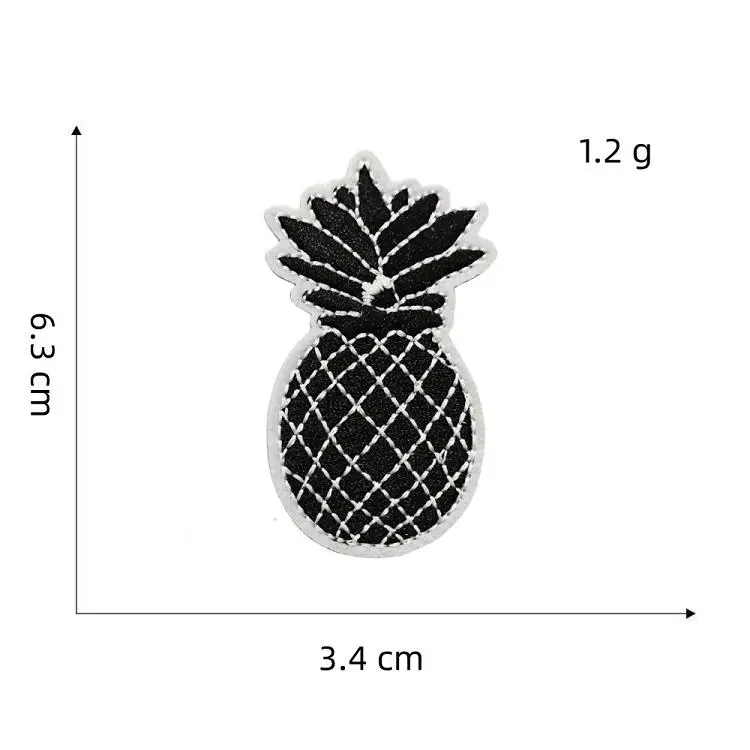 Wholesale custom small animal embroidery patches iron on white and black animal fruit plant patch for garment bags caps DIY