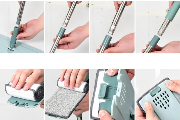 Flat Quick Clean Mop 360 microfiber Telescopic Floor duster Cleaning Water Squeeze Mop Bucket
