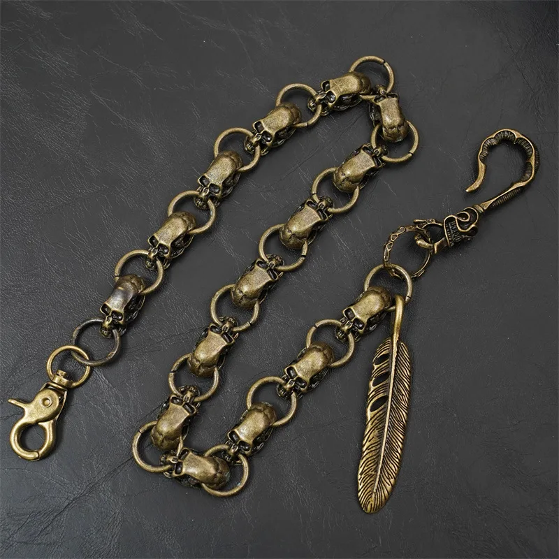 RW Heavy Duty Cool Punk Trousers Pocket Belt Key Chains Hip Hop Rock Jean Gothic Biker Skull Wallet Pants Chain for Men Women