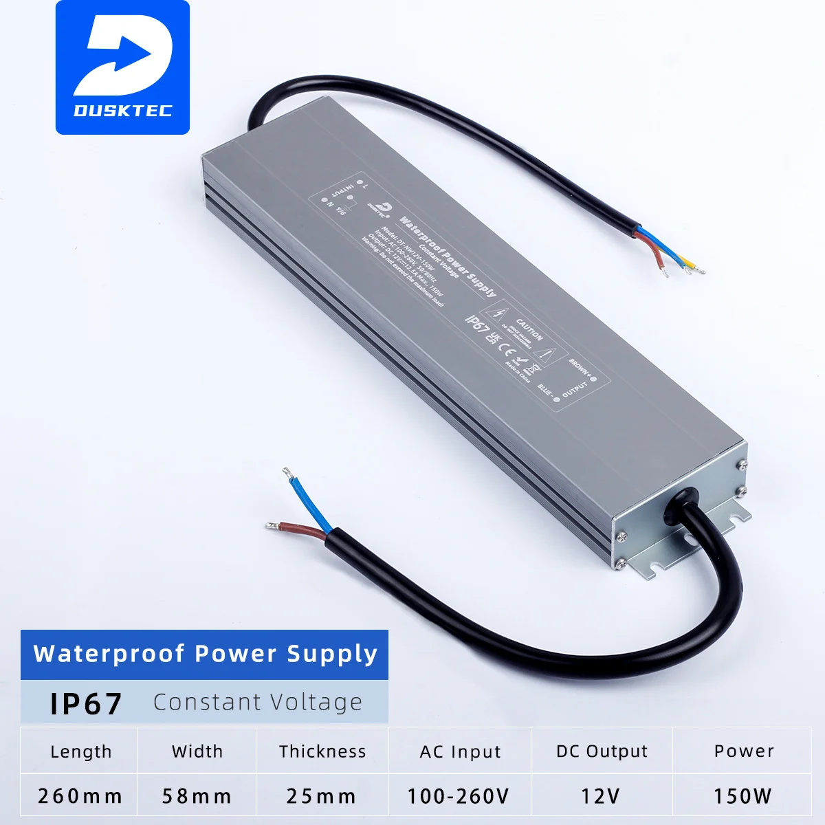 DUSKTEC CUSTOM ROHS 60W 100W AC 100-260V DC 12V 24V IP67 одноканальный входной выход RGB светодиодный контроллер Triac драйвер