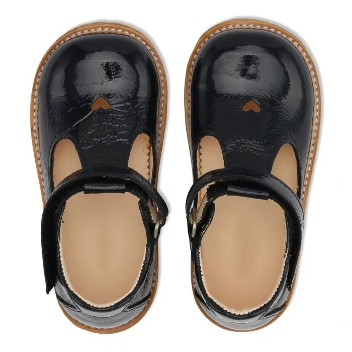 Black Patent Leather Toddler Shoes Girl Ankle Strap Fashionable Kids Children Shoes with Heart