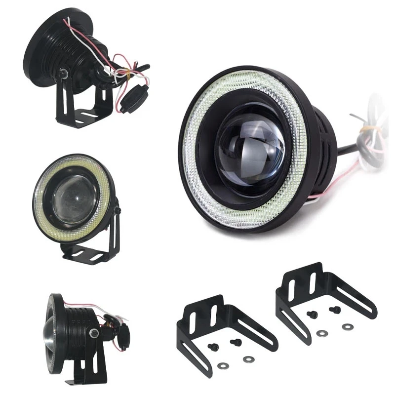 COB 64MM 76MM 89MM Halo Ring Car With Lamp shades 12V White light DRL Auto Angel Eyes Fog light Glass Lens Projector