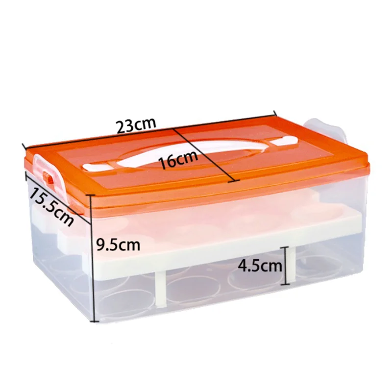 Portable 24-grid plastic transparent egg box anti-collision storage box refrigerator storage preservation egg tray container