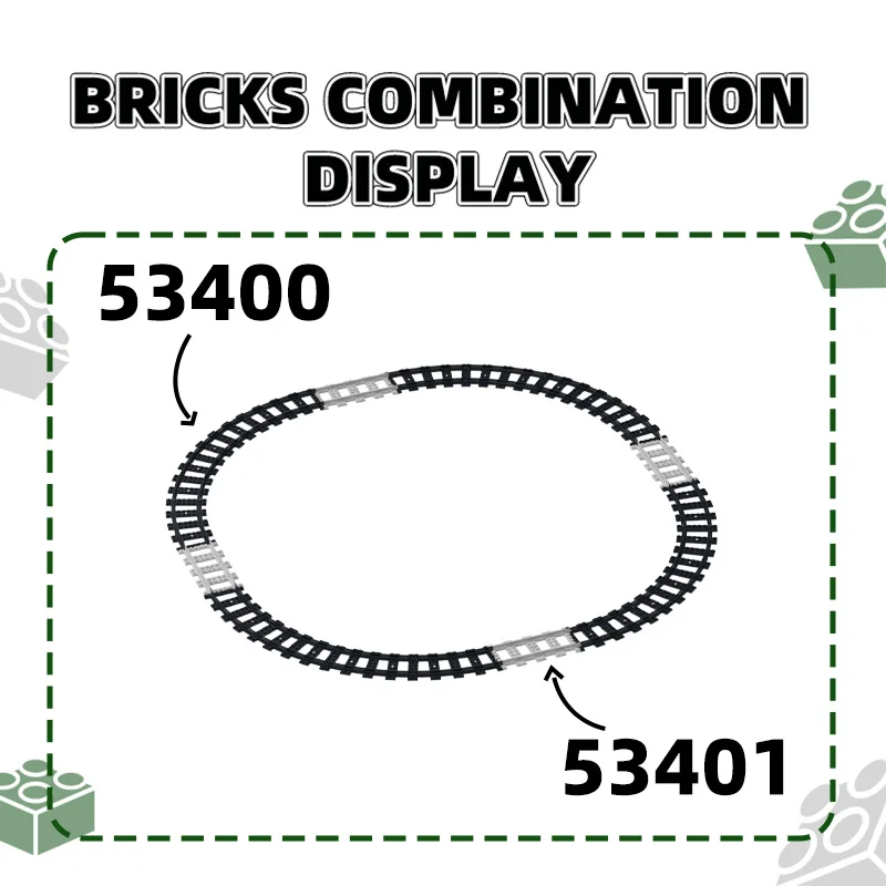 Wange  City City Train Rail Building Blocks Moc Straight Curved Tracks Compatible with 53400 53401 74746W Bricks Toys Gifts