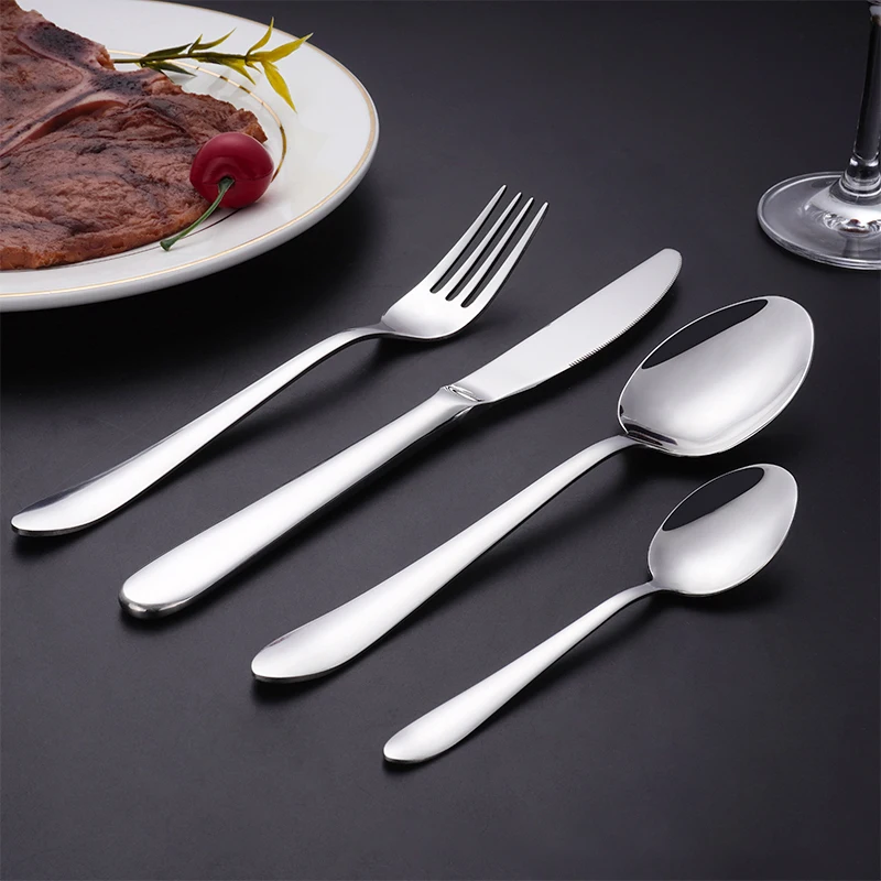Custom Cuchillos Dorados Cheap Titanium Restaurant Silverware Flatware Knife Spoon And Fork Cutlery Set Stainless Steel