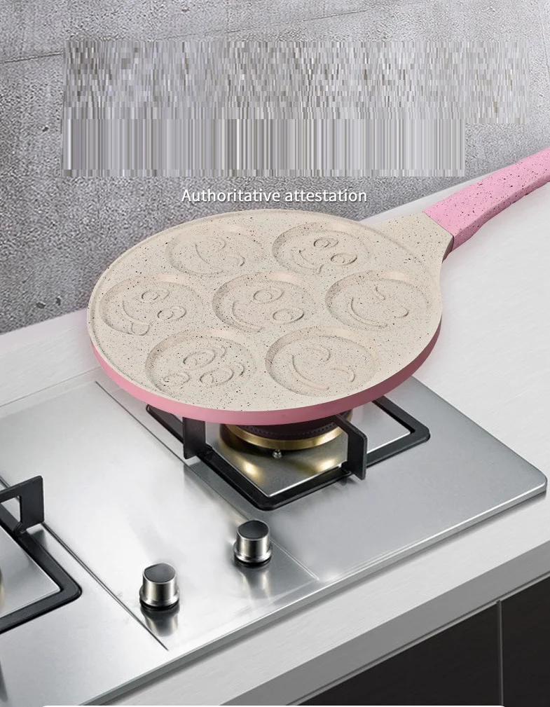 High Quality 7 Holes 27cm Smiley Face Mini Die Cast Aluminum Pancake Pan Non-stick Saute Pans