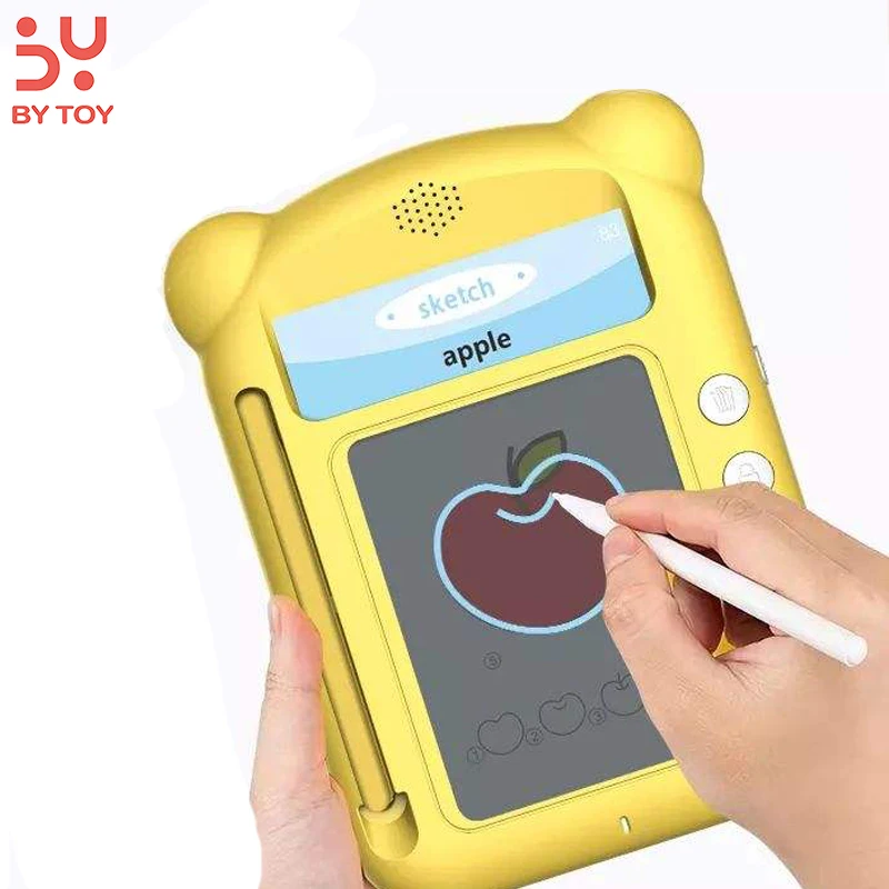 Kids Graffiti Drawing Board With Smart Yellow Flashcard Reading Drawing Training Machine With Alphabet And Animal Vehicle Learn