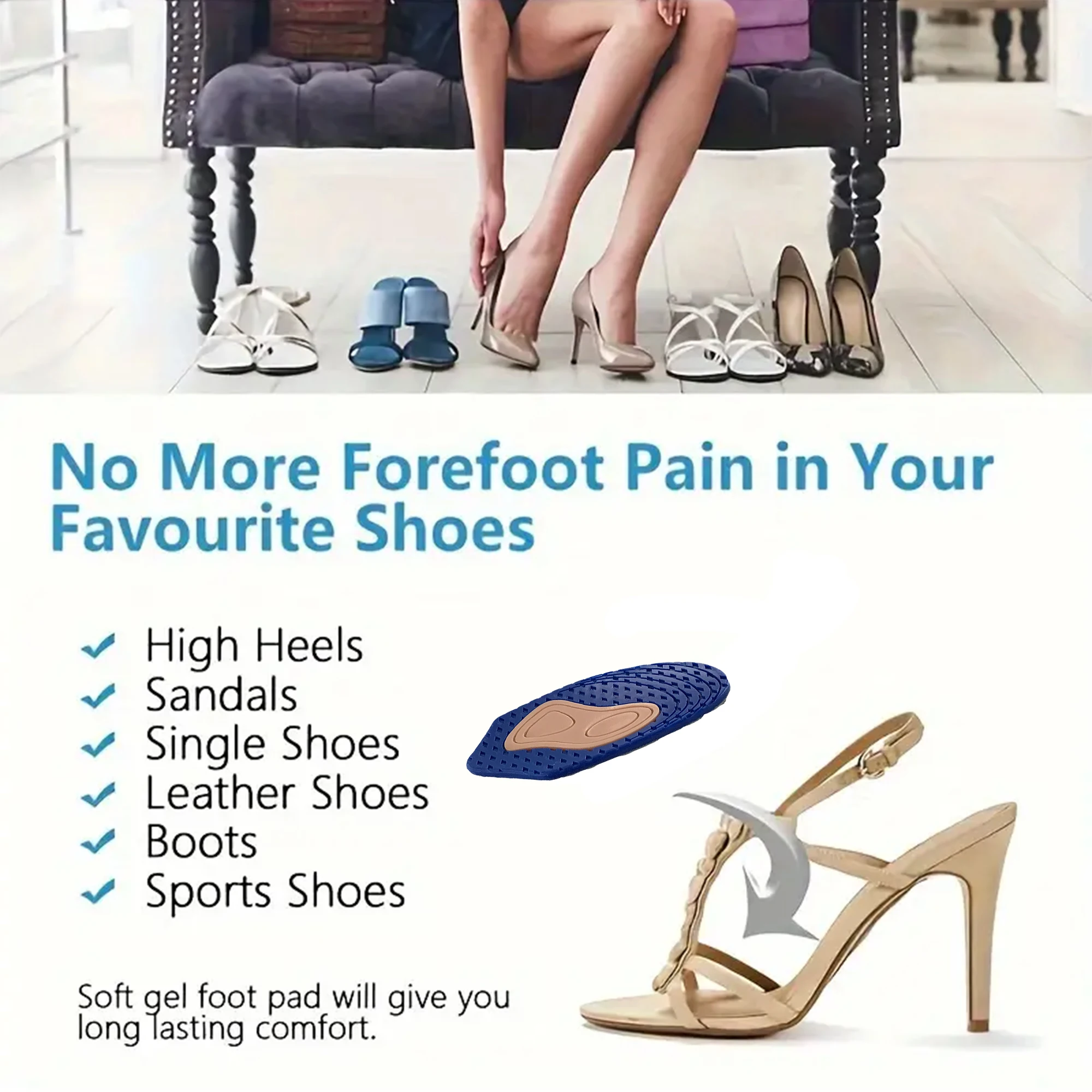 shoe heel pad gel heel pads 3/4 arch support shoe insole