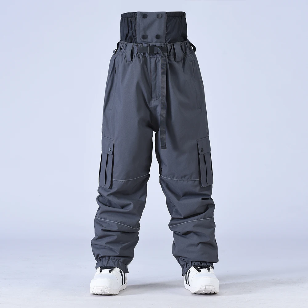 High Quality Winter Baggy Ski Pants with Custom Logo Waterproof Breathable Windstopper Snow Bibs Warm Snowboard Wear Wholesale
