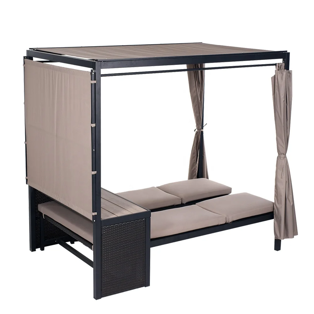 
OEM aluminium textliene sunlounger with gazebo outdoor daybed 