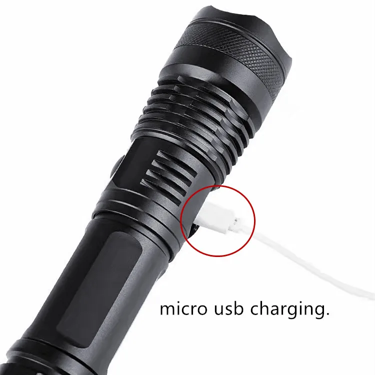 High Power Linterna de Led Bulb Lights Long Distance 1000m 1KM USB Rechargeable Flashlights & Torches P50