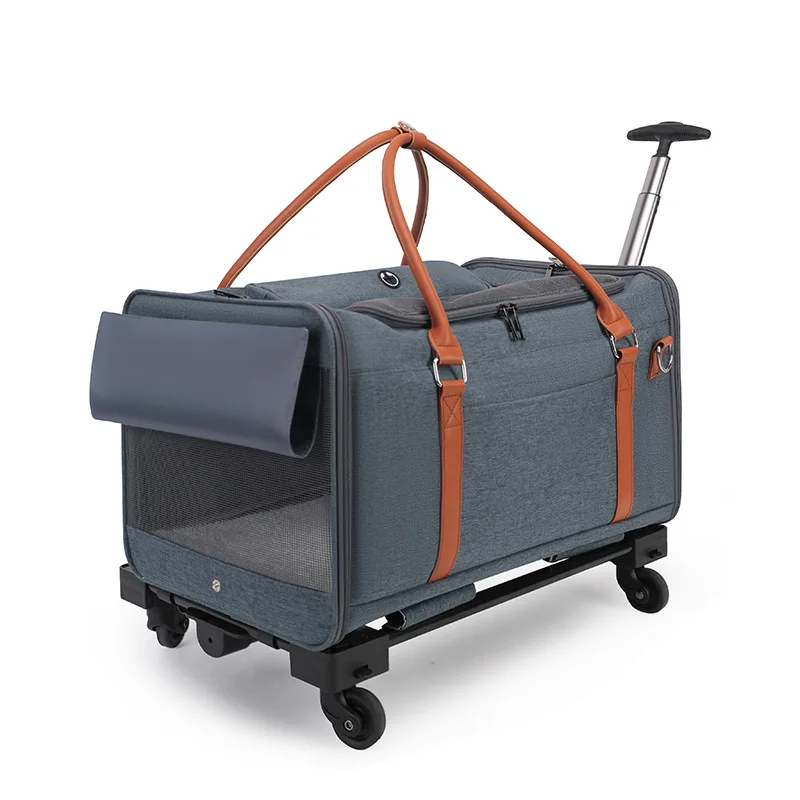 Travel Dog Trolleys Carrier Stroller Big Capacity Breathable Cat Pet Trolley With Wheels dog stroller