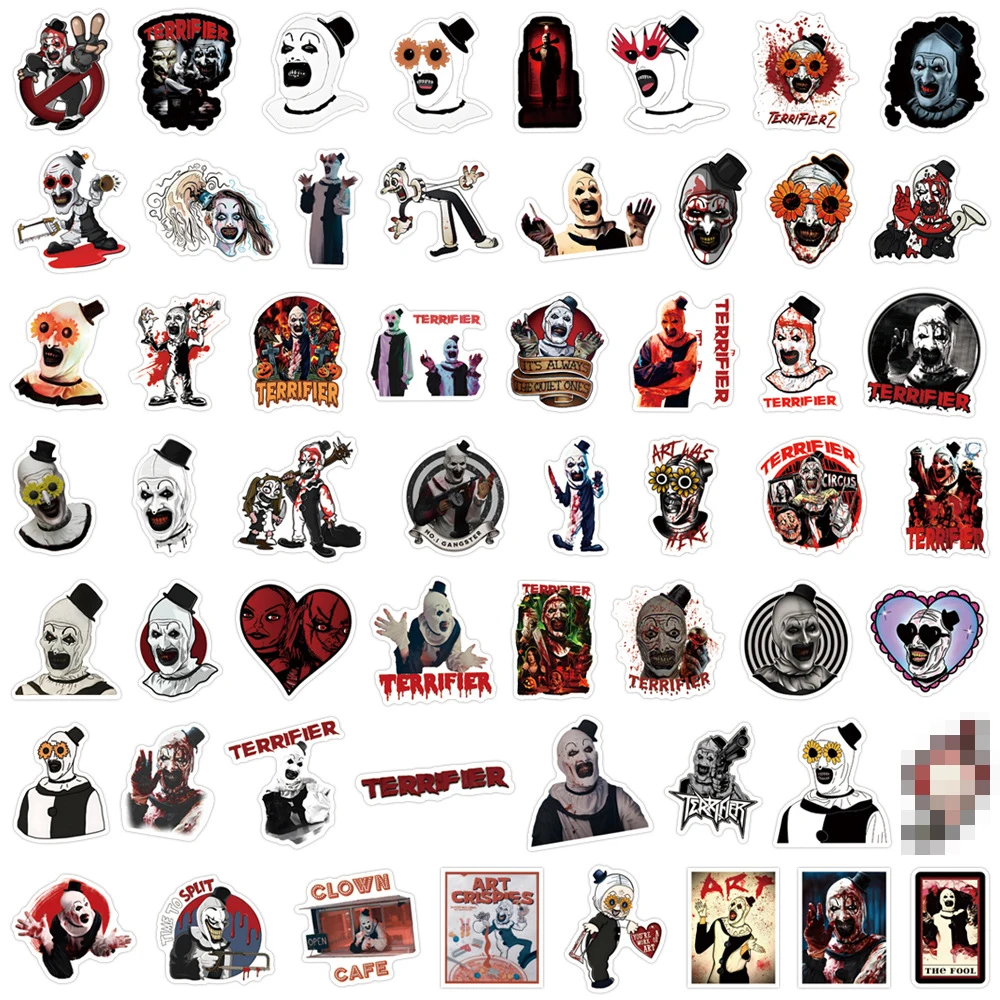 New 55Pcs Horror Movie Terrifier Graffiti Stickers For Bottle Laptop Decor Terrifying Clown Sticker