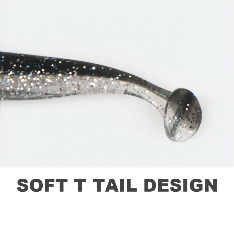 New Double Color Soft Plastic T Tail  1kg 2g 7cm Fishing Lure Worms
