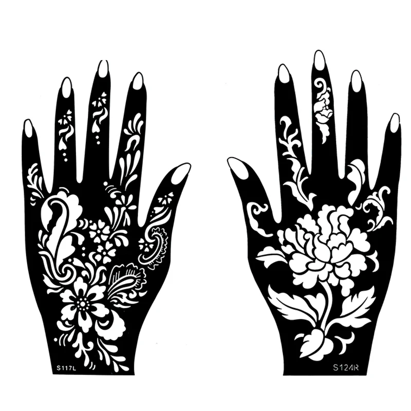 Self adhesive private label tattoo stencil maker black color henna body hand tattoo stencil