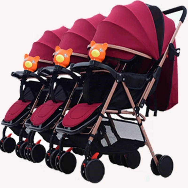 Foldable Detachable 3 Babies Carriages Multi Functional Kids Kinderwagen with Connector Baby Triplet Stroller
