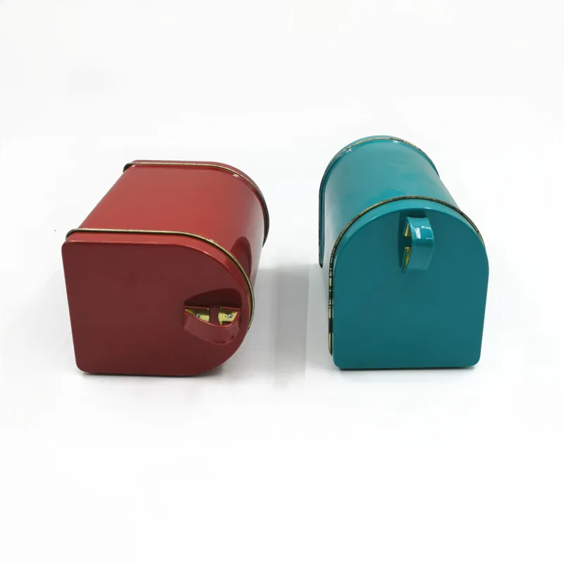 Factory custom metal red mailbox gift box  home outdoor metal mailbox bule small tin mailbox