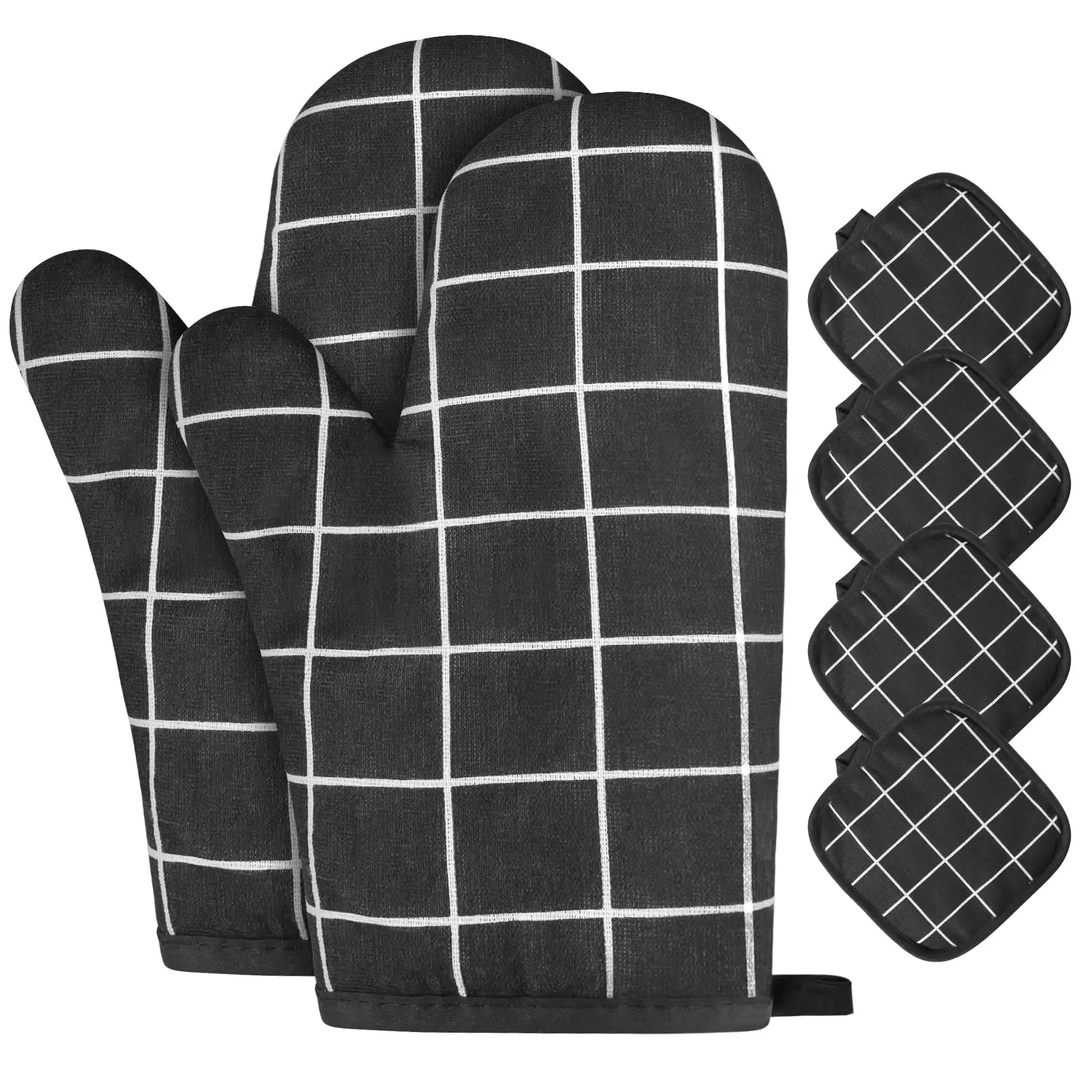 Oven Mitts Pair of Quilted Terry Cloth Cotton Lining,Extra Long Professional Classic Oven Mitt Heat Resistant Kitchen Oven Glove