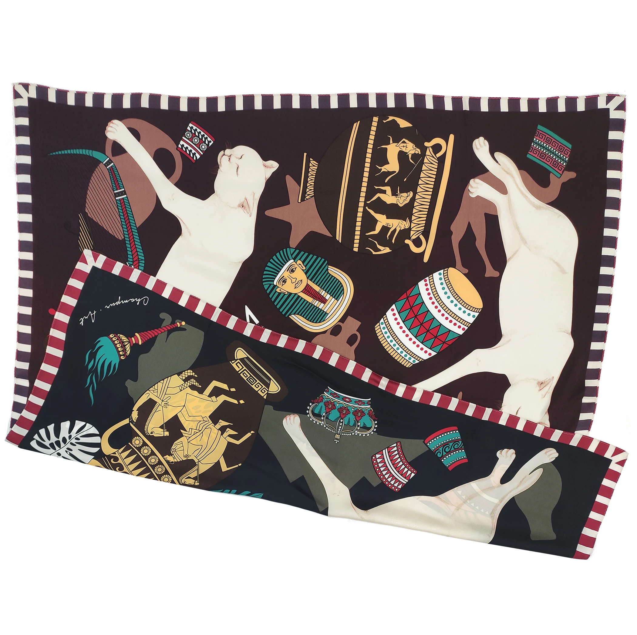 Custom double sided silk scarf and shawl 100% silk double sided scarf with hand hemming