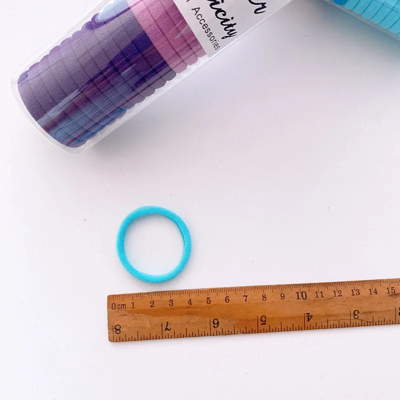 Wholesale Korean 30pcs Simple Design Nylon Seamless Strong Elastic Hair Ties Rope Candy Solid Color Scrunchies For Women Girls