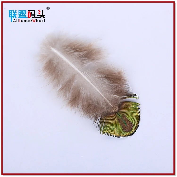 Factory Bulk Sale Cheap Natural 4-8cm Dyed Mint Green Gold Trimmed Short Small Size Peacock Feathers For DIY Clothing Decoration