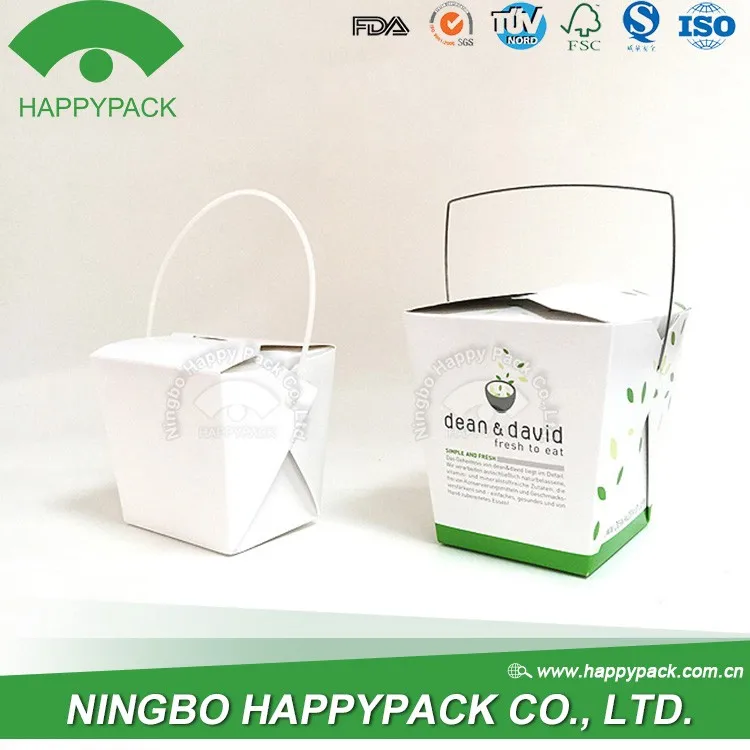4oz 8oz 10oz 12oz 16oz custom printedcolour logo paper square food noodle boxes with handle